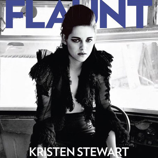 Kristen Stewart let her shirt hang loose on the cover of April 2010's Flaunt.
Kristen Stewart let her shirt hang loose on the cover of April 2010's Flaunt.