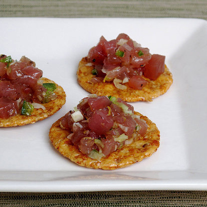Tuna Tartare on Rice Crackers Tuna Tartare on Rice Crackers