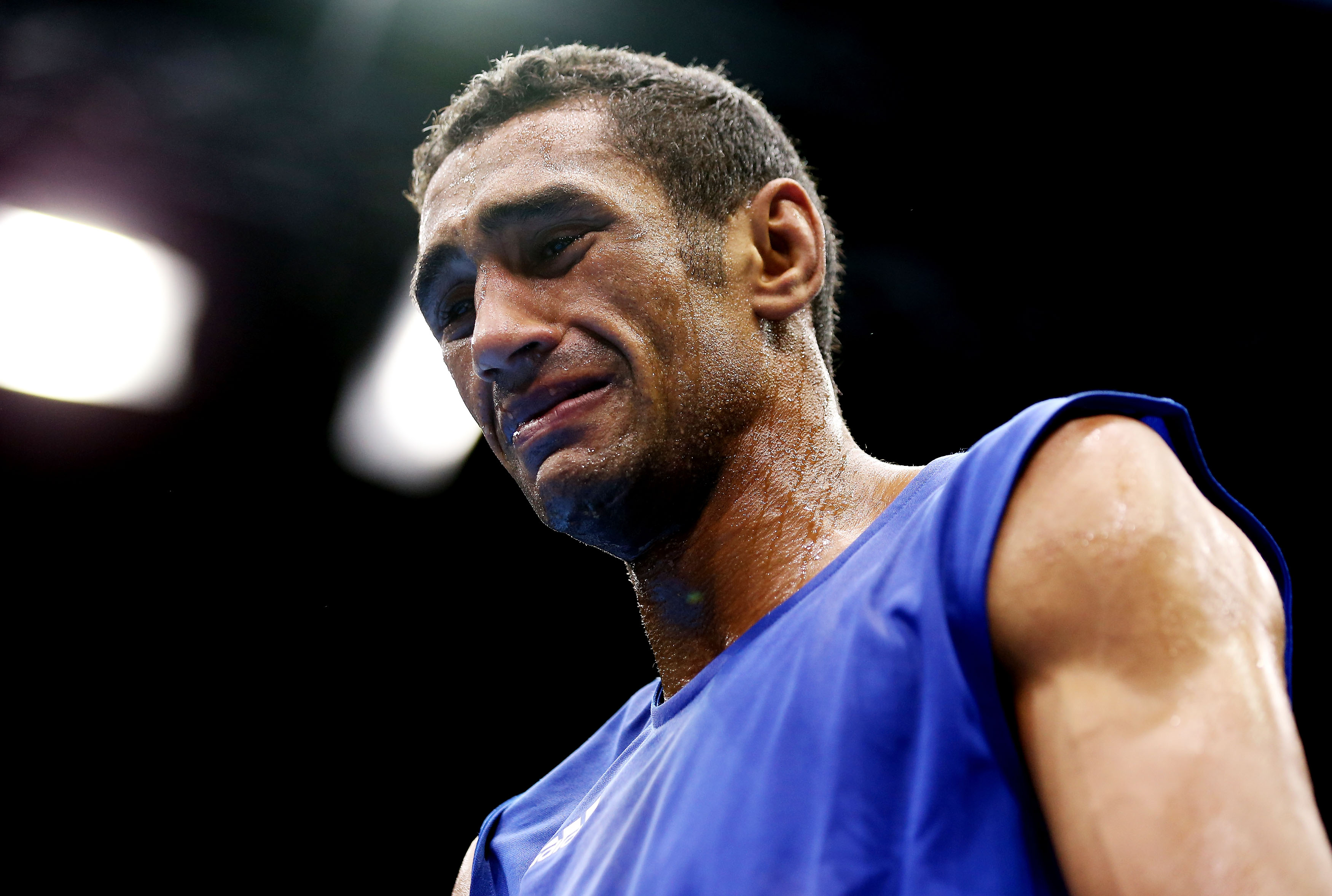 Aboubakr Seddik Lbida of Morocco shed tears after losing his boxing match. - Aboubakr-Seddik-Lbida-Morocco-shed-tears-after-losing-his-boxing