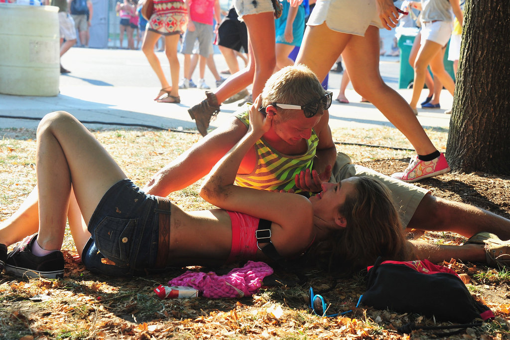 Two fans showed the love during Lollapalooza at Grant Park in Chicago.
Two fans showed the love during Lollapalooza at Grant Park in Chicago.