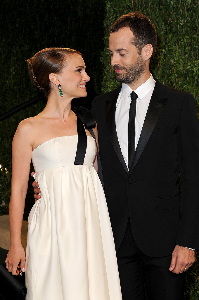 Natalie Portman and Benjamin Millepied arrived at the Vanity Fair Oscar party on Sunday night.
Natalie Portman and Benjamin Millepied arrived at the Vanity Fair Oscar party on Sunday night.
