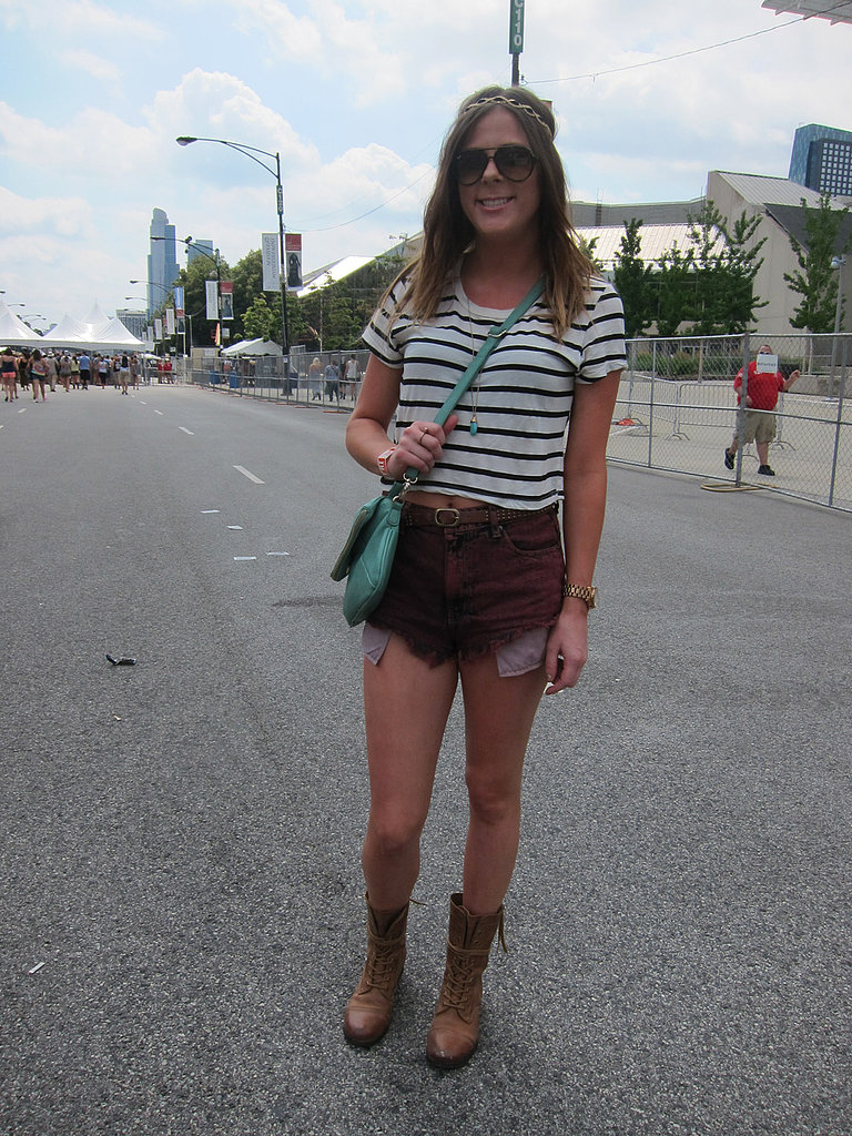 Amid all the crop tops, we loved Ashley's subtle hint of a bare midriff in her black-and-white-striped shirt and burgundy denim shorts.
Amid all the crop tops, we loved Ashley's subtle hint of a bare midriff in her black-and-white-striped shirt and burgundy denim shorts.