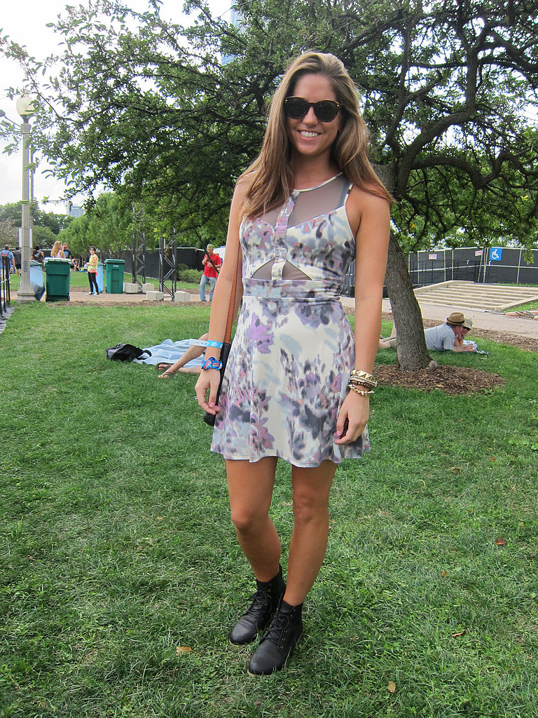 When the majority of the crowd is in cutoffs, it's refreshing to spot a dress. Janie's Urban Outfitters sheer-paneled frock could easily take her from the fairgrounds to dinner downtown.
When the majority of the crowd is in cutoffs, it's refreshing to spot a dress. Janie's Urban Outfitters sheer-paneled frock could easily take her from the fairgrounds to dinner downtown.