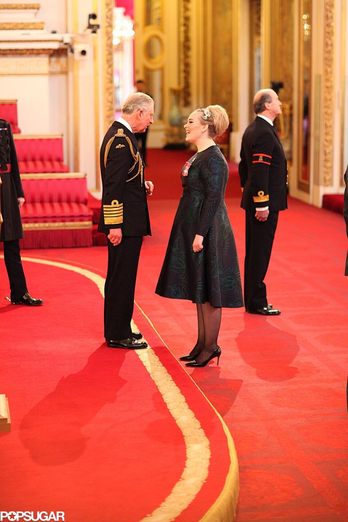In December 2013, Adele was made a Member of the Most Excellent Order of the British Empire for her contribution to music. She took part in an investiture service with Prince Charles.
In December 2013, Adele was made a Member of the Most Excellent Order of the British Empire for her contribution to music. She took part in an investiture service with Prince Charles.