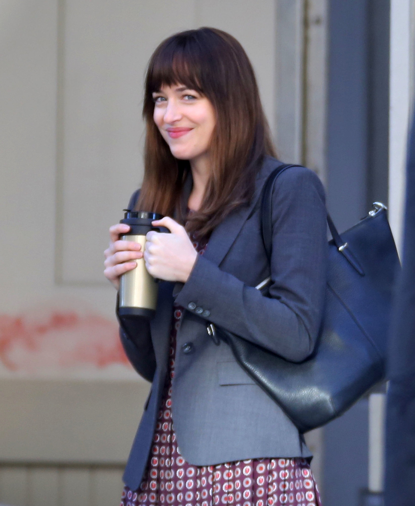 Johnson Smiled On Set The Fifty Shades Of Grey Reshoots Now Include Sexy Makeouts Popsugar
