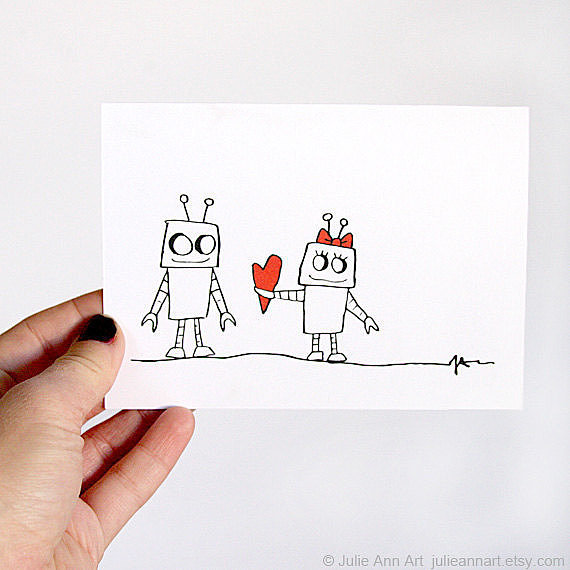 Robot meets robot. Robot falls in love ($5). A timeless tale.
Robot meets robot. Robot falls in love ($5). A timeless tale.