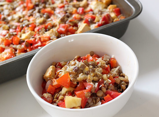 Wednesday: Red Capsicum and Lentil Bake