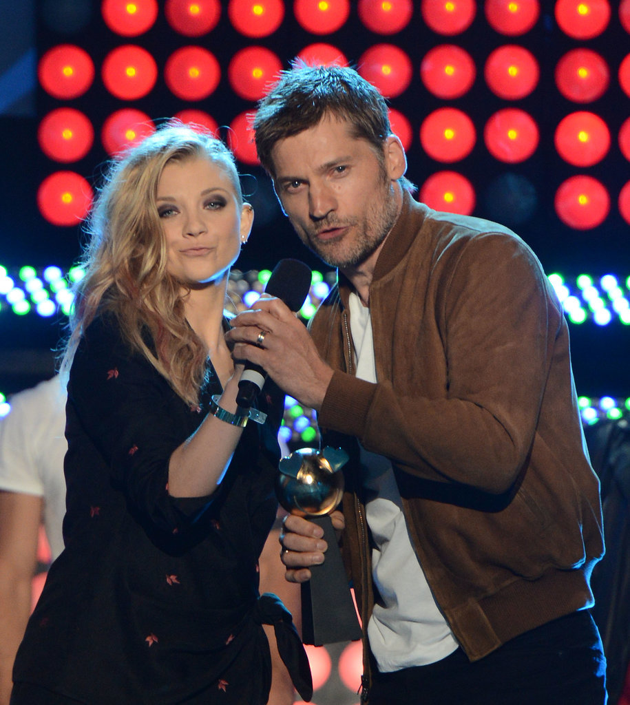 Game of Thrones' Natalie Dormer and Nikolaj Coster-Waldau took the stage at the MTVu Fandom Awards on Thursday.
Game of Thrones' Natalie Dormer and Nikolaj Coster-Waldau took the stage at the MTVu Fandom Awards on Thursday.
