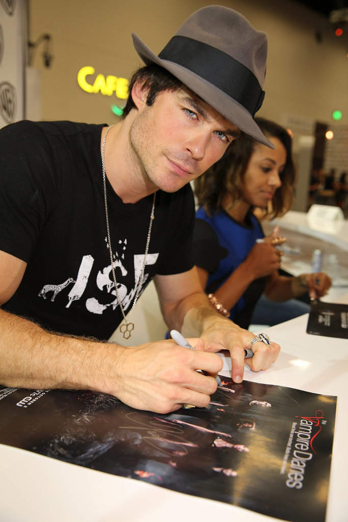 Ian Somerhalder's smolder came out as he signed The Vampire Diaries posters on Saturday.
Ian Somerhalder's smolder came out as he signed The Vampire Diaries posters on Saturday.