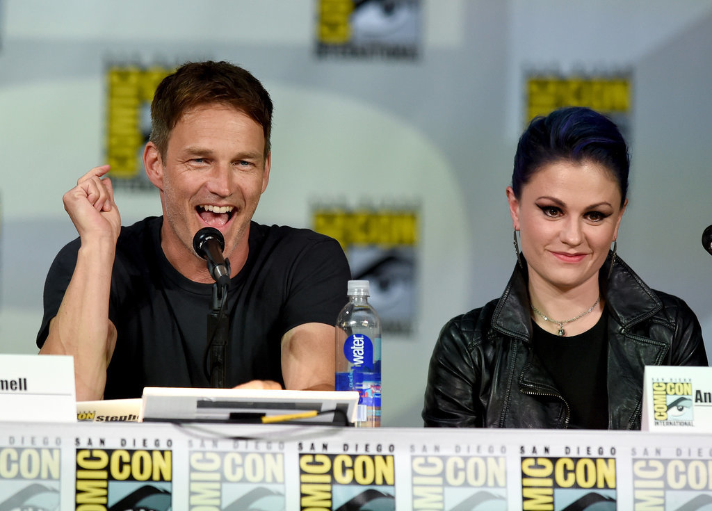 Anna Paquin and Stephen Moyer sat next to each other at the True Blood panel on Saturday.
Anna Paquin and Stephen Moyer sat next to each other at the True Blood panel on Saturday.