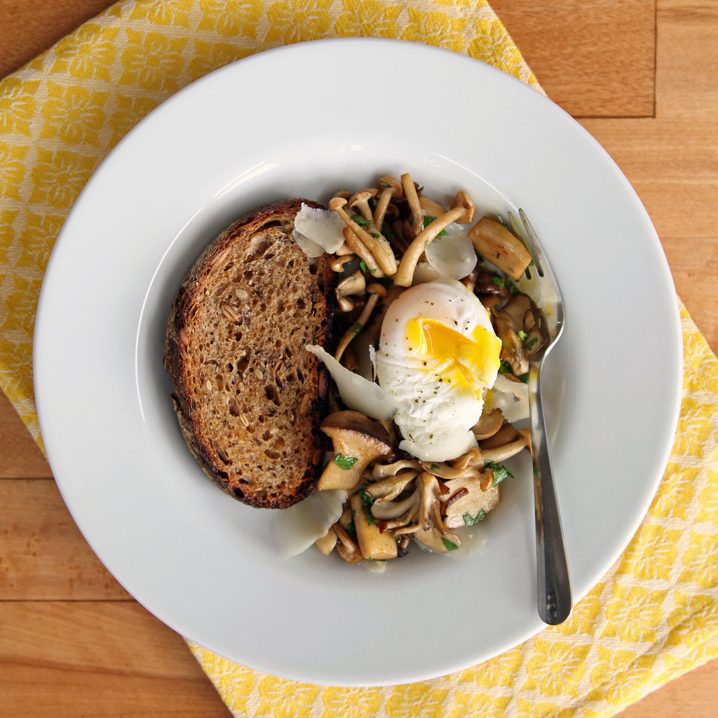 Sauteéd Mushrooms With Thyme and Poached Eggs POPSUGAR Food