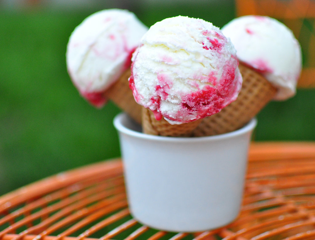 Greek Frozen Yogurt With Raspberry Swirl Greek Frozen Yogurt With Raspberry Swirl