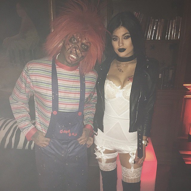 Kylie Jenner and Tyga dressed up as Chucky and his bride in LA in 2014.
