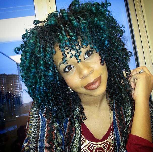 Green and Cobalt Curls Green and Cobalt Curls
