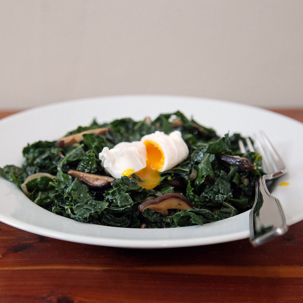 Miso-Glazed Kale and Shiitakes With Poached Egg Miso-Glazed Kale and Shiitakes With Poached Egg