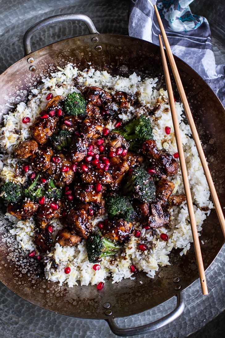 Pomegranate Sesame Chicken With Ginger Rice Pilaf 28 Boneless