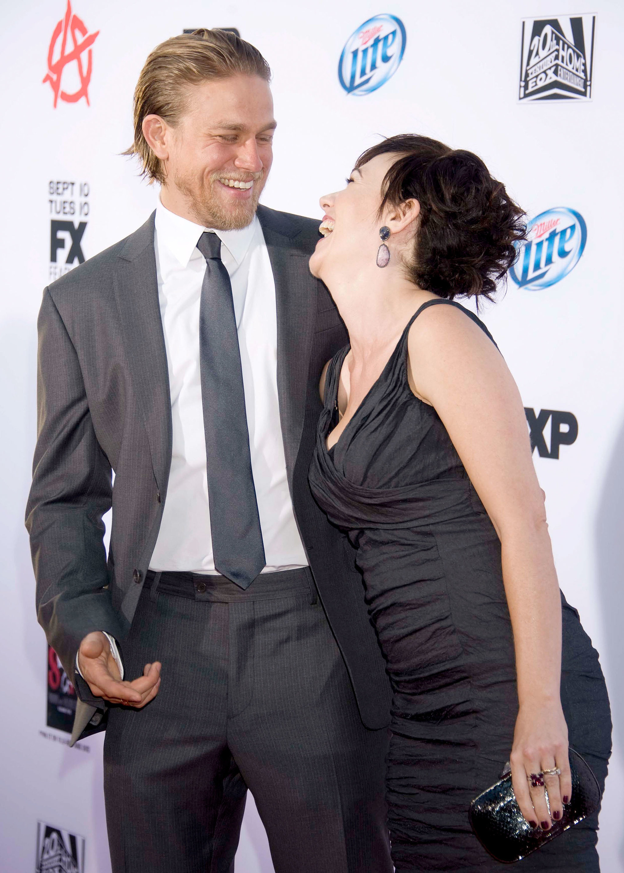 Charlie's TV wife Maggie Siff cracked up with him on the red carpet There's Always Been a Lot