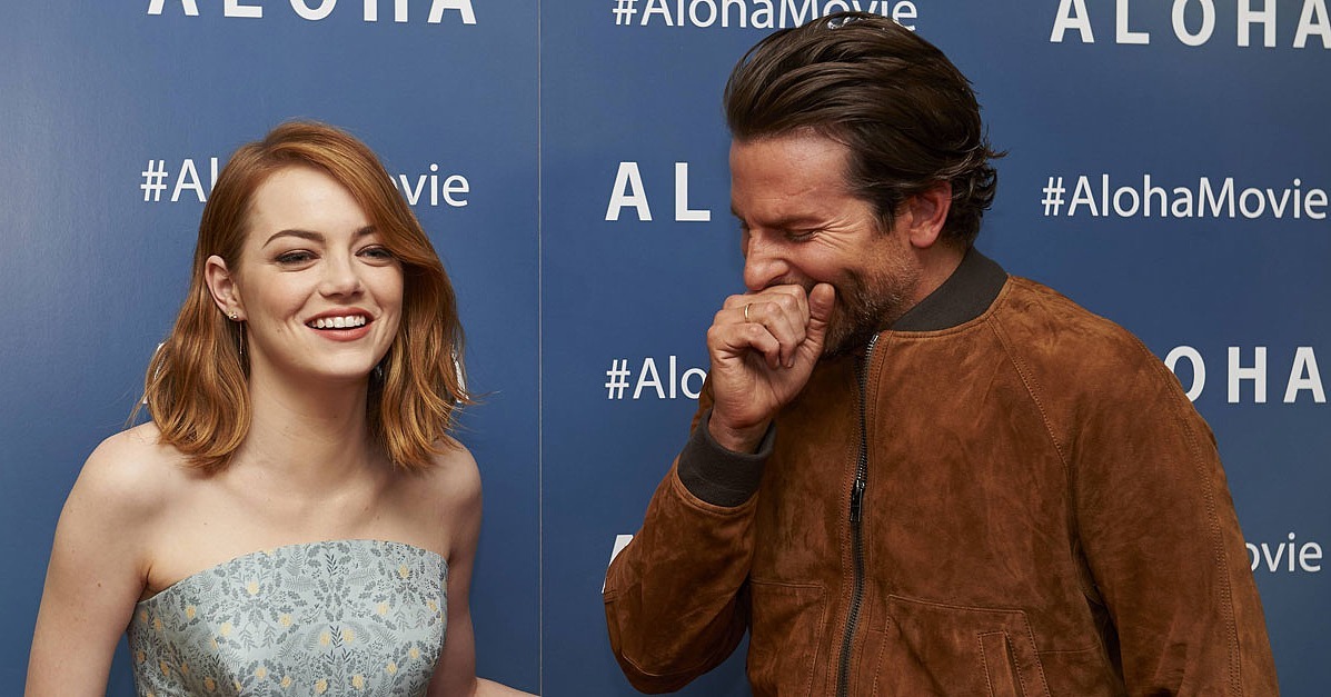 Emma Stone and Bradley Cooper Giggle on Aloha Red Carpet - POPSUGAR