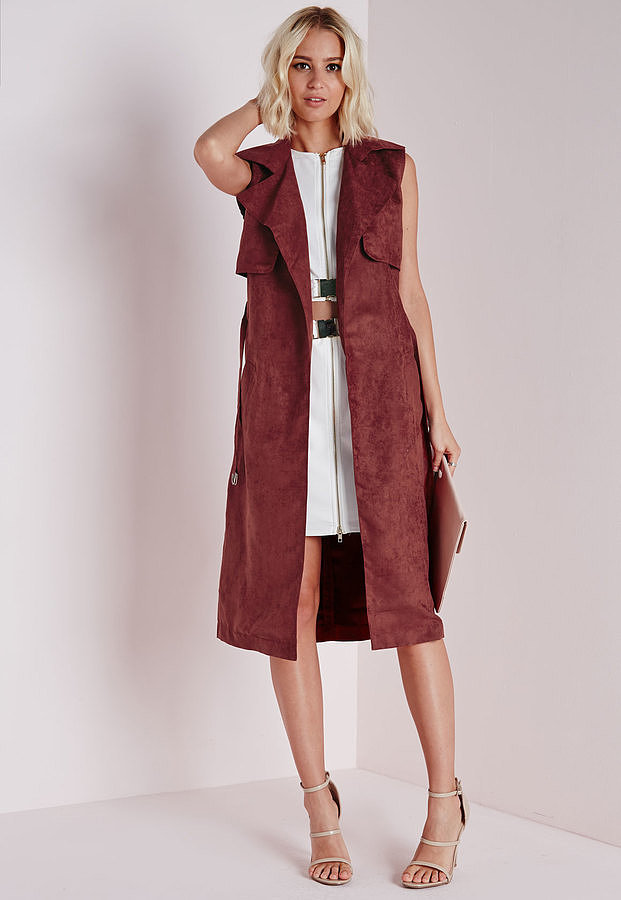 Missguided faux suede sleeveless belted trench coat (£35)
