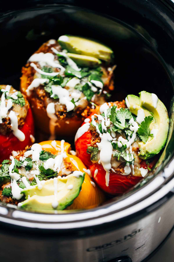 Crockpot Quinoa And Black Bean Stuffed Peppers 20 Slow Cooker Side Dishes You Never Knew