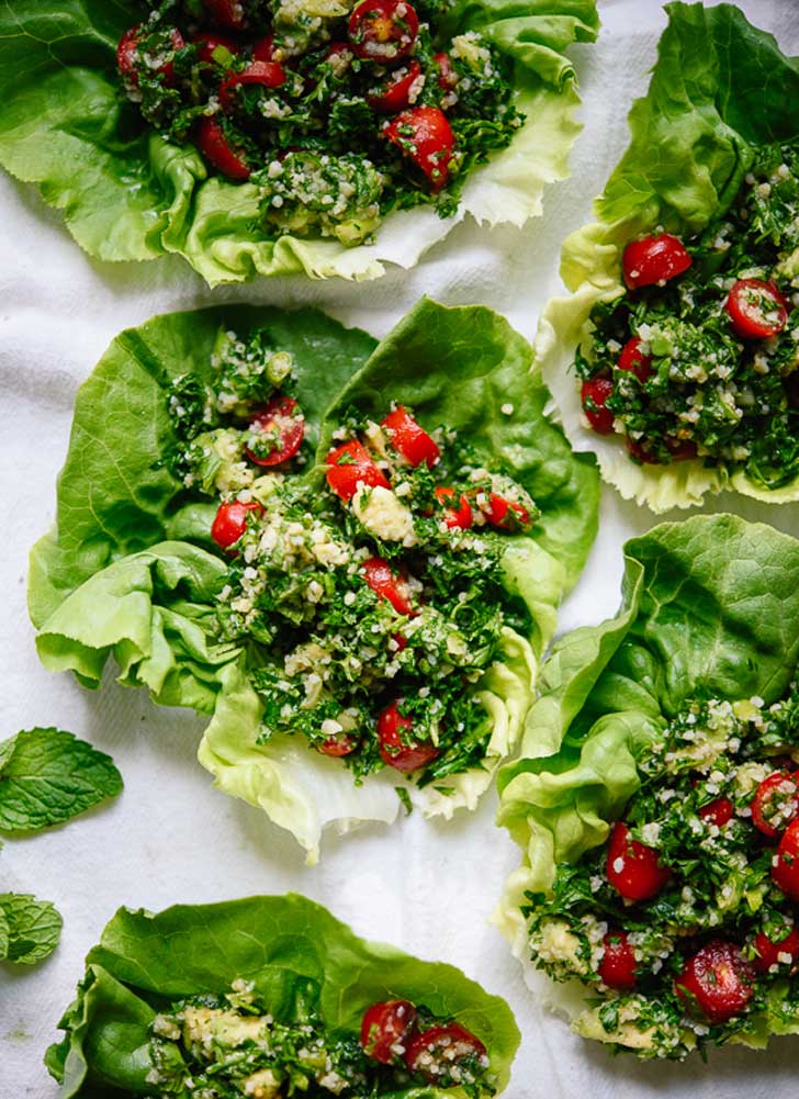 Avocado Tabbouleh Lettuce Wraps 60 Fast And Easy Vegan Dinners That