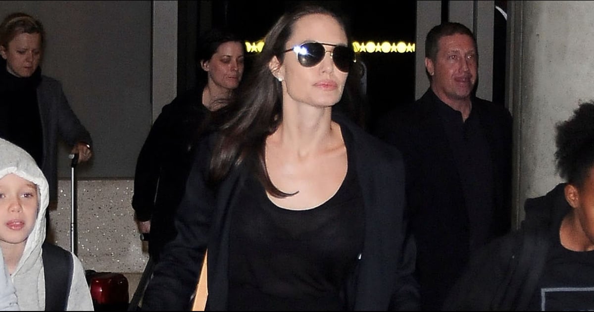 Angelina Jolie Wearing Louis Vuitton Bag at LAX POPSUGAR Fashion