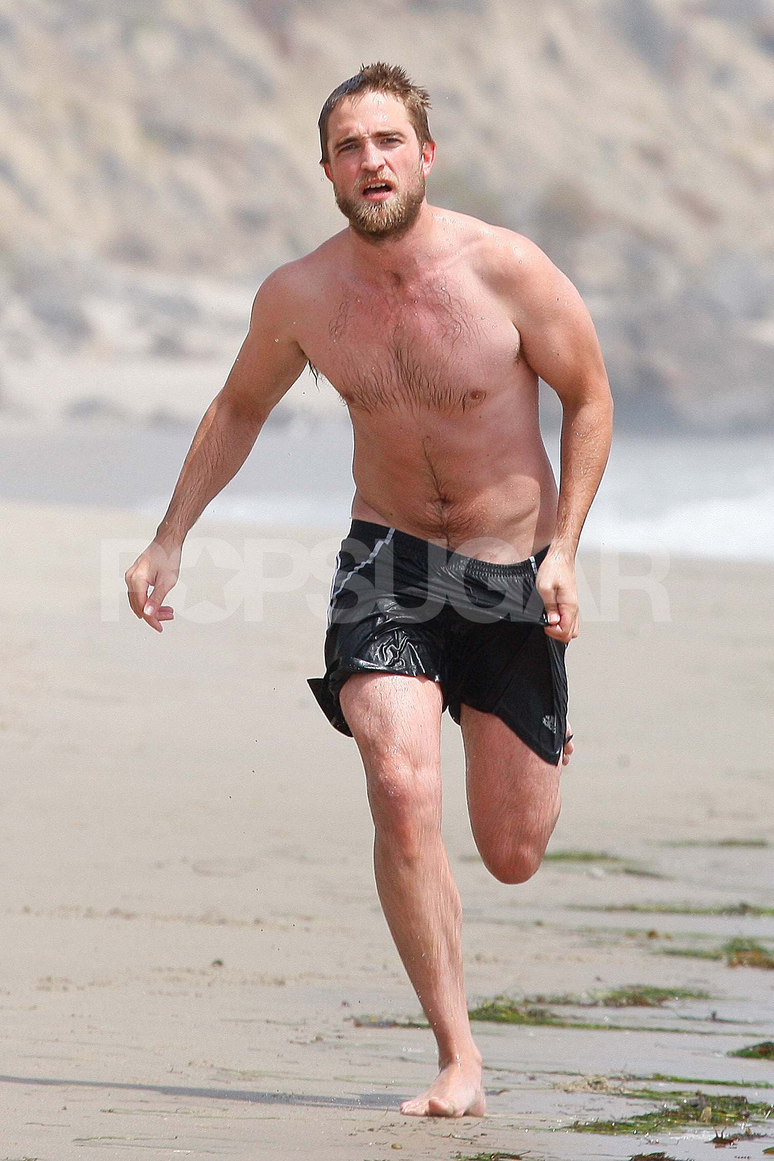 Robert Pattinson Went Running Shirtless On The Beach Shirtless Robert Pattinson Plays On The
