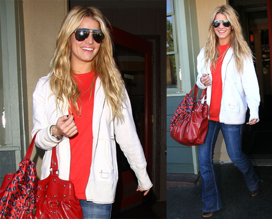 Jessica Simpson Caught Red Accessorized Jessica Simpson Caught Red Accessorized