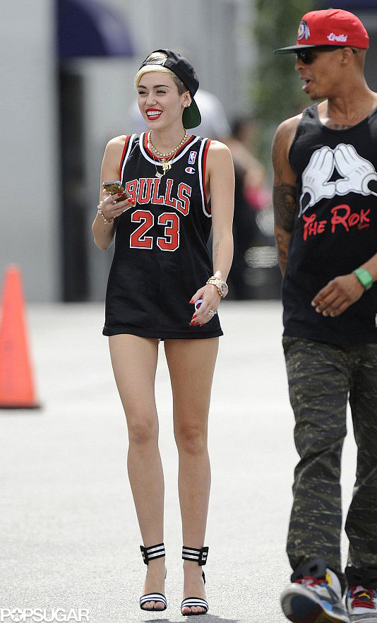 Miley Cyrus in Chicago Bulls Jersey | Photos | POPSUGAR Celebrity