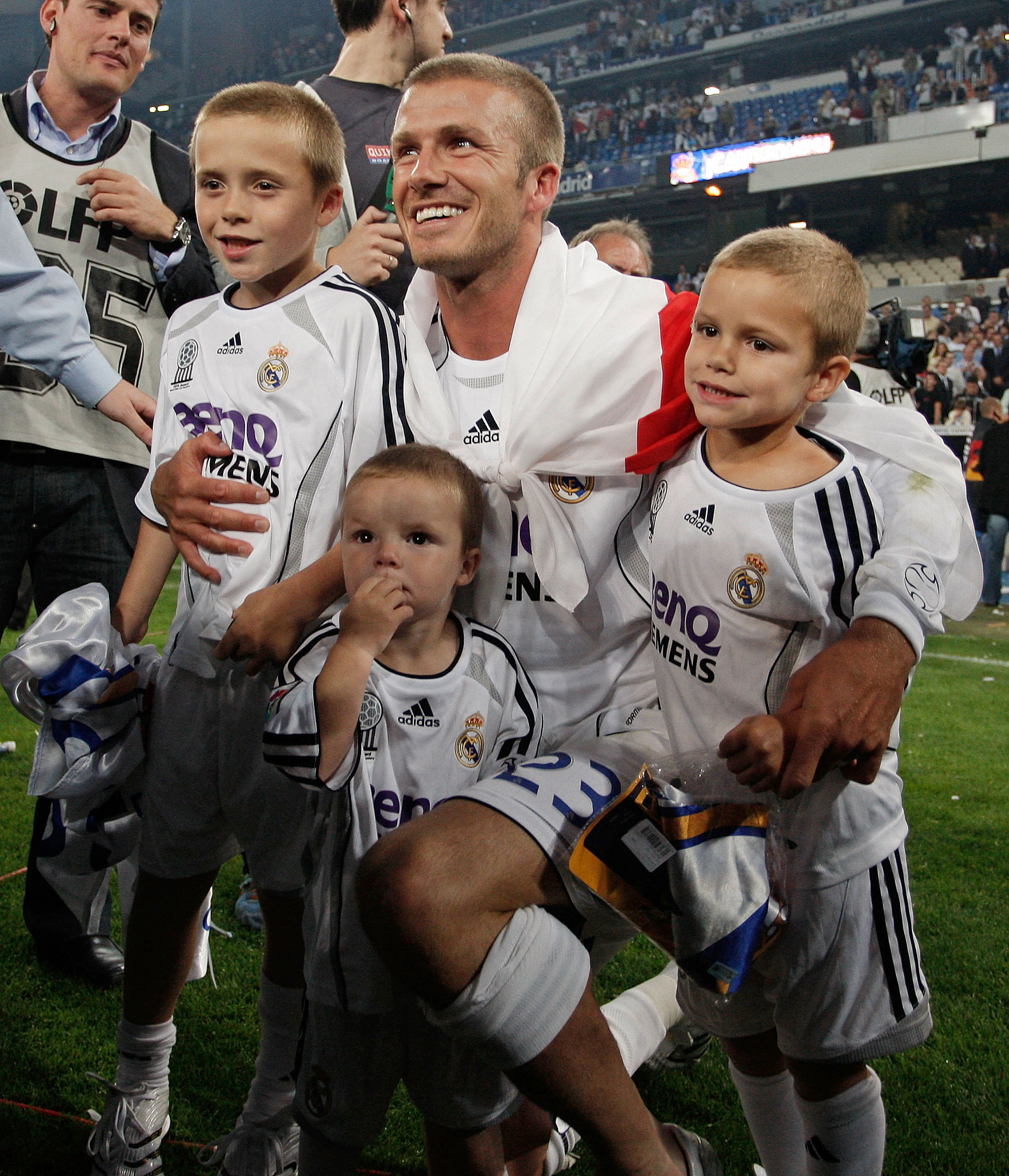 The boys joined David Beckham on the field in Spain for a family ...