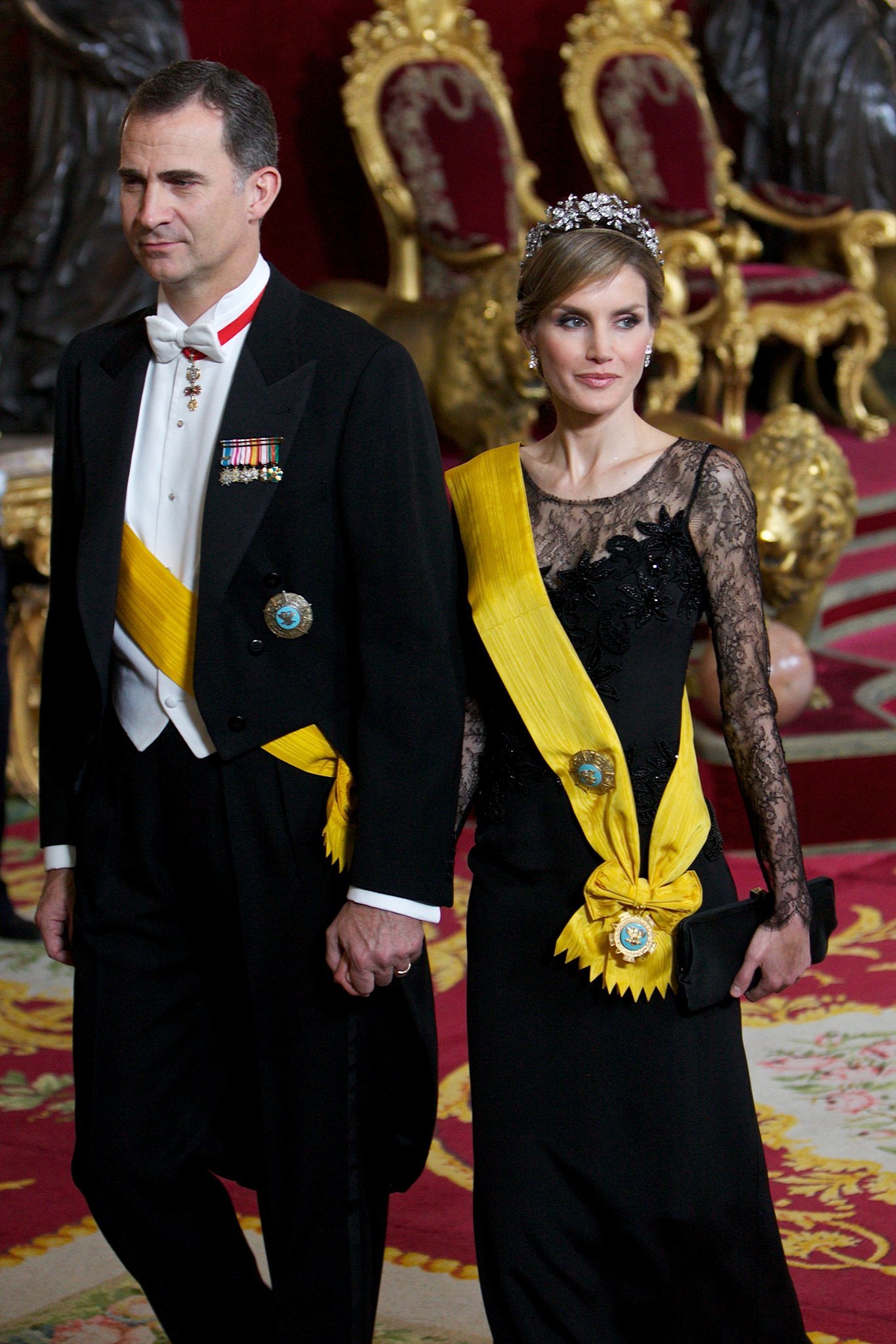 Letizia and Felipe wore full royal regalia when they held a state ...