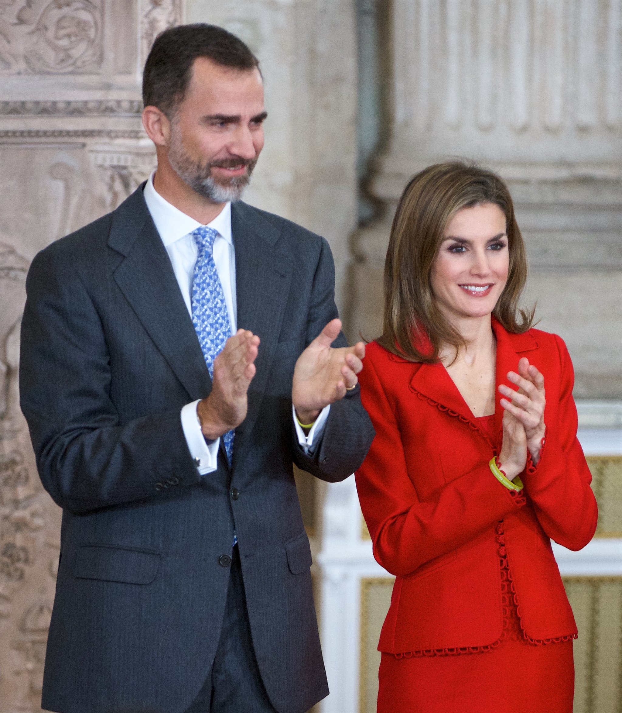 King Felipe VI and Queen Letizia of Spain stood side by side at the ...