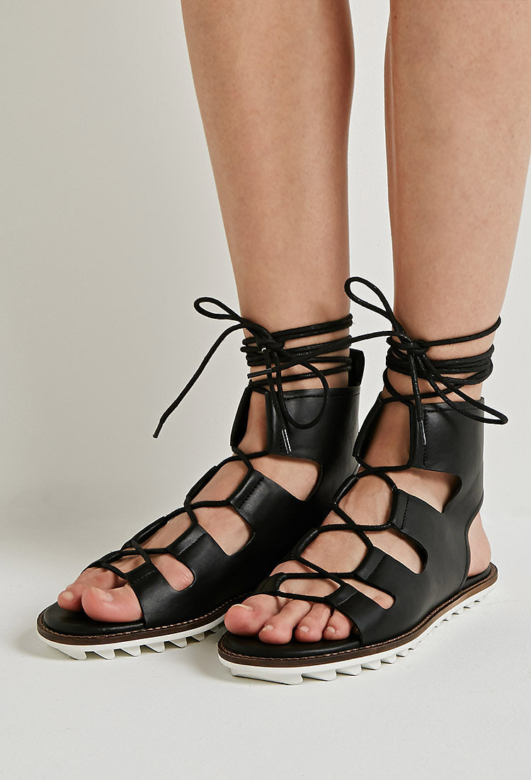 Forever 21 Faux Leather Lace-Up Gladiator Sandals ($30) | Shop Your ...