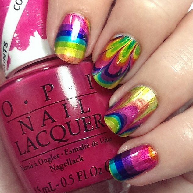 Water Marble Madness | Rainbow Manicures to Get You Out of Your Fall ...