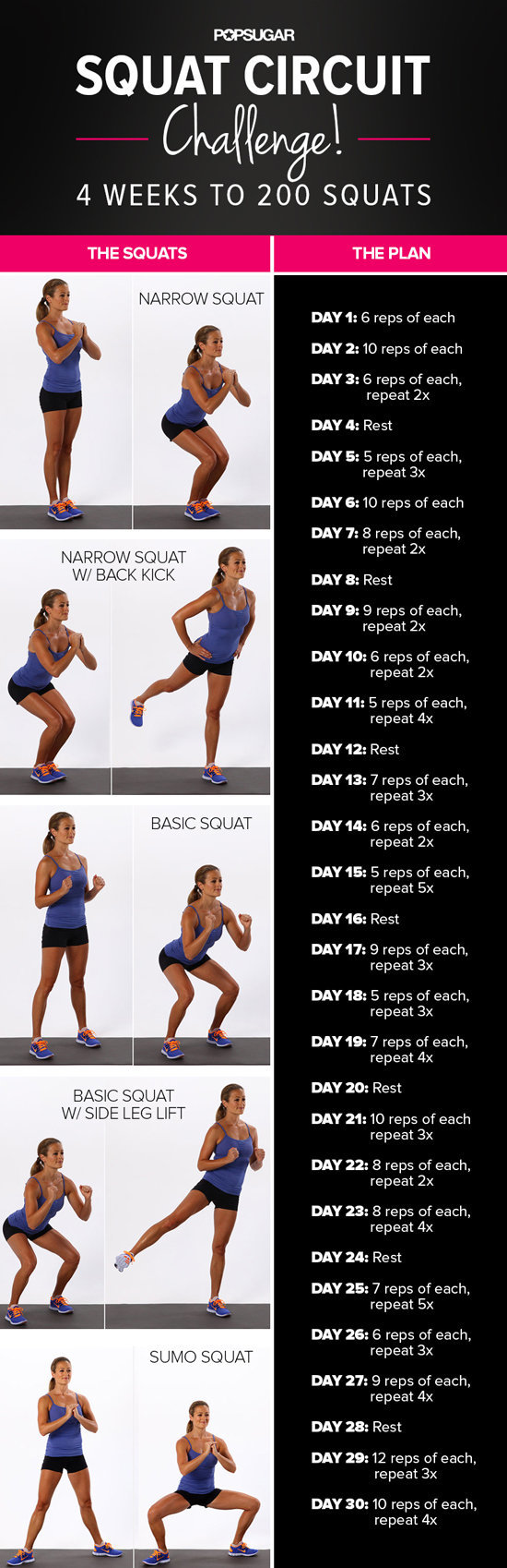 30 Day Squat Challenge Popsugar Fitness 6240