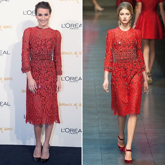 Lea Michele in Dolce & Gabbana Fall 2013 Dress | POPSUGAR Fashion