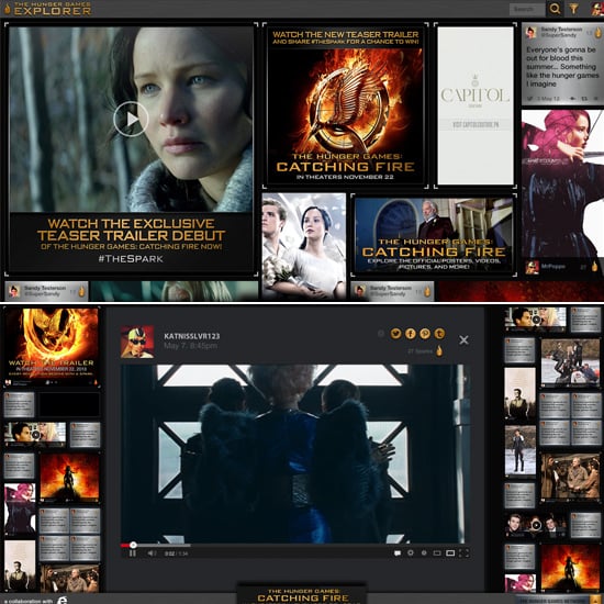 PopsugarCultureThe Hunger GamesHunger Games Internet ExplorerAll Catching Fire Internet Finds Now Lead to The Hunger Games ExplorerApril 14, 2013 by Kelly Schwarze32 SharesChat with us on Facebook Messenger. Learn what's trending across POPSUGAR.We know a thing about taking movie/TV show fandom seriously; you want to hear what other fans love about the same characters and need instant access to the latest news or trailers. The Hunger Games: Catching Fire doesn't hit theaters until Nov. 22, but fans are already reblogging, starring, and analyzing every piece of news and picture taken from the set. Today, everything social media has to offer on the world of Panem has been centralized in one interactive online hub, The Hunger Games Explorer. A partnership between Lionsgate, the studio behind the dystopian film series, and Internet Explorer, the HTML5-powered site pulls in global fan content from social networks Facebook, Twitter, Pinterest, YouTube, Tumblr, and even Google+. Official updates from the studio like - 웹